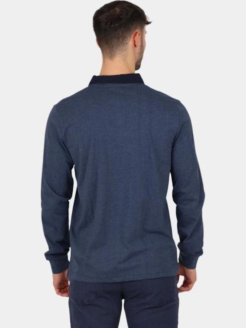 tricou cu maneci lungi si guler pt. barbati TBS Pekanpol albastru inchis 4