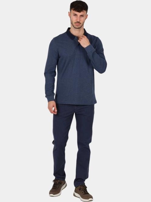 tricou cu maneci lungi si guler pt. barbati TBS Pekanpol albastru inchis 5