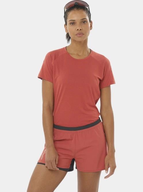 tricou pentru sport, cu maneci scurte pt. femei Salomon Cross Run Ss Tee W rosu 2