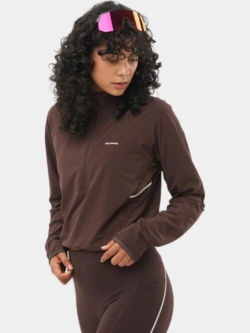 pulover crop pt. femei Salomon Sense Aero Hybrid Cropped maro 2