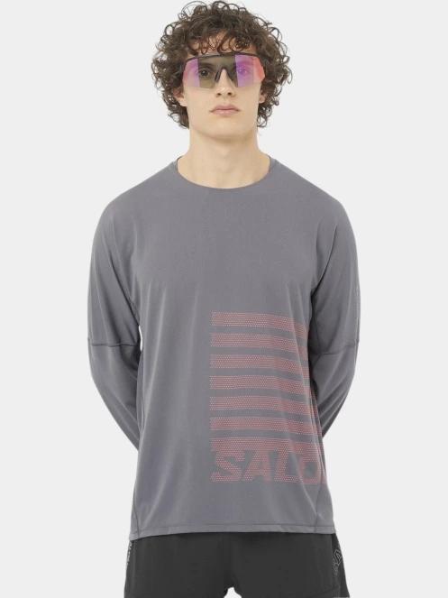tricou cu maneci lungi, pentru sport pt. barbati Salomon Sense Aero Graphic gri 2