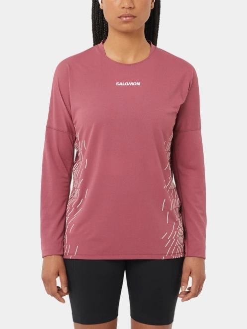 tricou cu maneci lungi, pentru sport pt. femei Salomon Sense Aero LS Tee Gfx W bordo 2