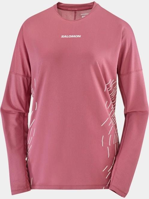 tricou cu maneci lungi, pentru sport pt. femei Salomon Sense Aero LS Tee Gfx W bordo 4