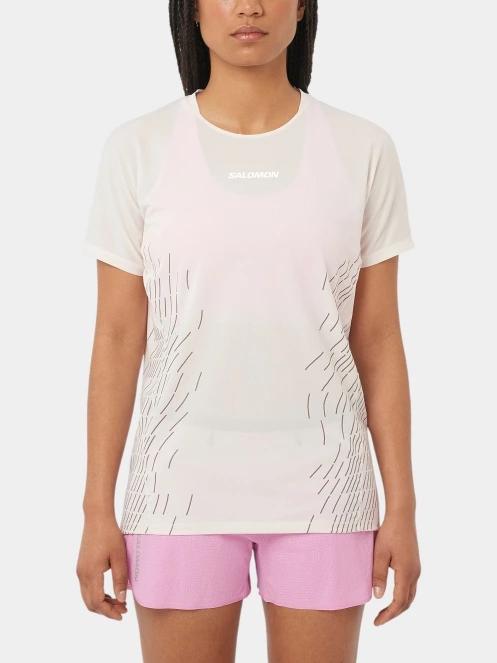 tricou pentru sport, cu maneci scurte pt. femei Salomon Sense Aero SS Tee Gfx W alb 2