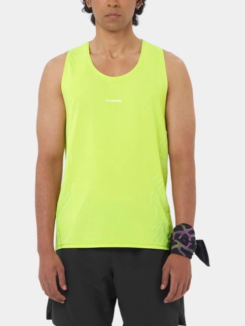 tricou de sport fara maneci pt. barbati Salomon Sense Aero Singlet Gfx M verde 2