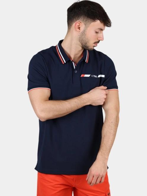 tricou cu guler pt. barbati TBS Selimpol albastru inchis 2