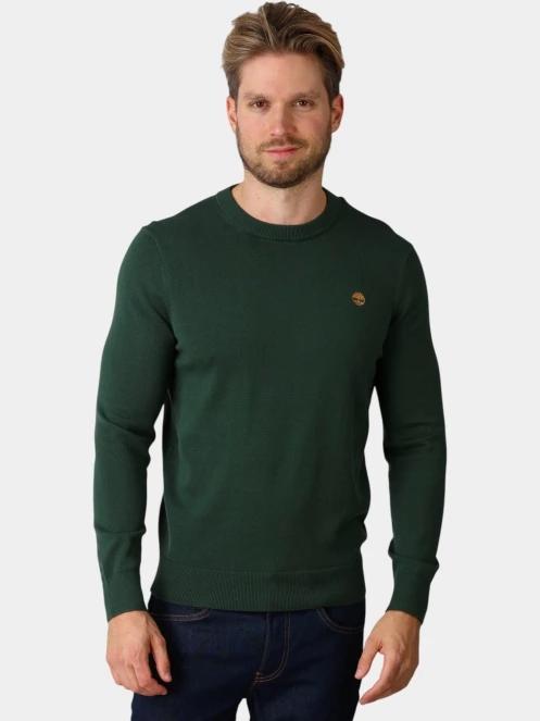 pulover tricotat pt. barbati Timberland Williams River Cotton Crew Neck Sweate verde inchis 2