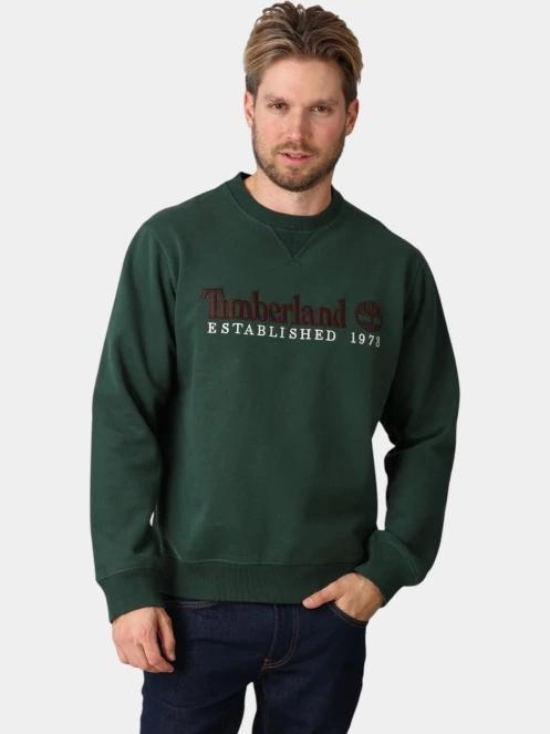 pulover pt. barbati Timberland Established 1973 Embroidered Logo Bb Crew verde inchis 2