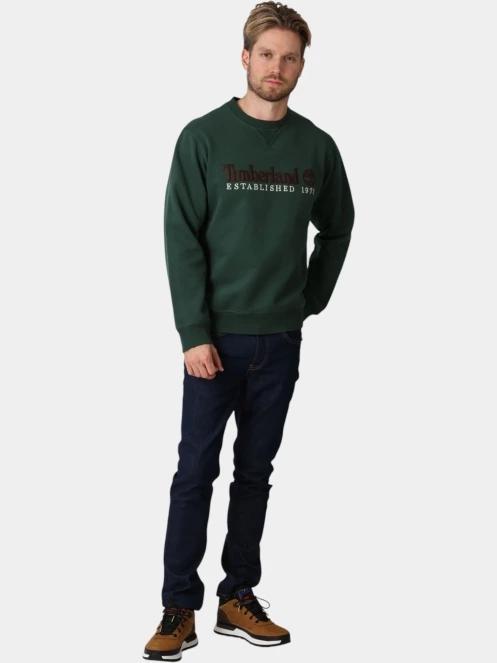 pulover pt. barbati Timberland Established 1973 Embroidered Logo Bb Crew verde inchis 5
