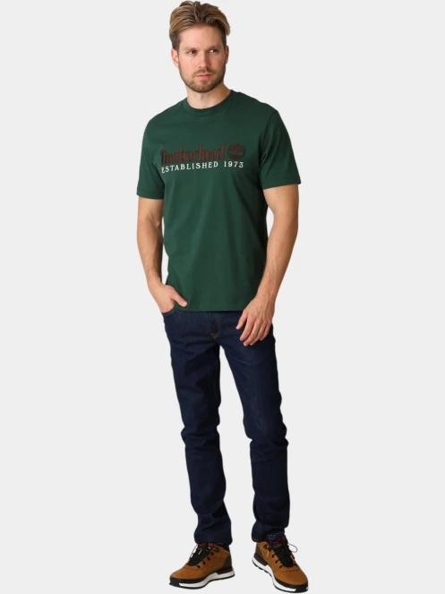 tricou cu maneci scurte pt. barbati Timberland Established 1973 SS Embroidered Tee verde inchis 5
