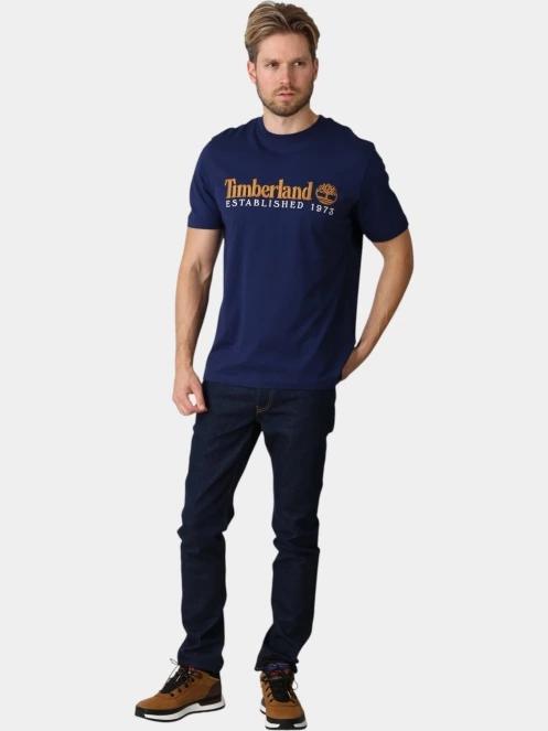 tricou cu maneci scurte pt. barbati Timberland Established 1973 SS Embroidered Tee albastru inchis 5