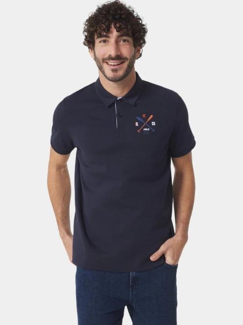tricou cu guler pt. barbati TBS Voldepol albastru inchis 2