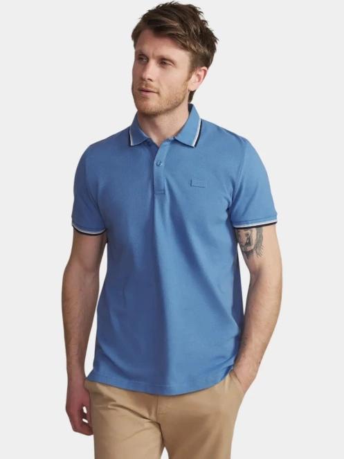 tricou cu guler pt. barbati TBS Yvanepol albastru 2