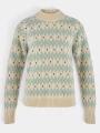 pulover tricotat pt. femei Fjallraven Övik Jacquard Knit W nisip 1